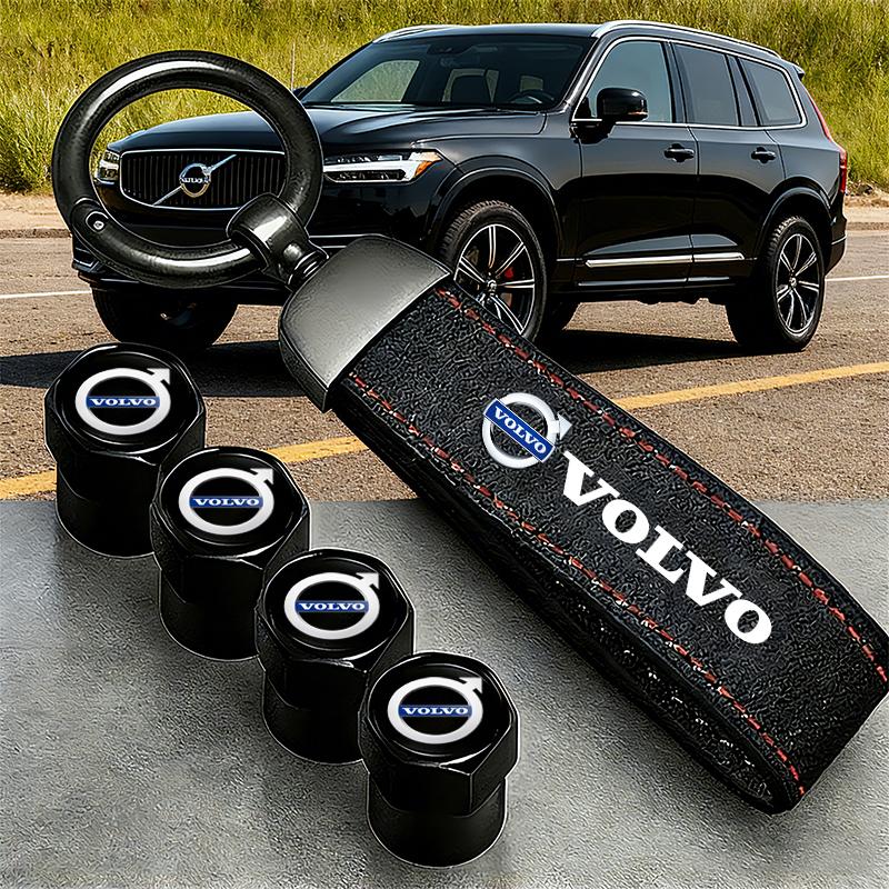 Car Logo Tire Wheel Valve Caps Cover Car Key Chain Ring Keychain For Volvo T6 V90 V60 V40 XC90 S60 C30 XC60 V50 V70 S90 XC40 S80