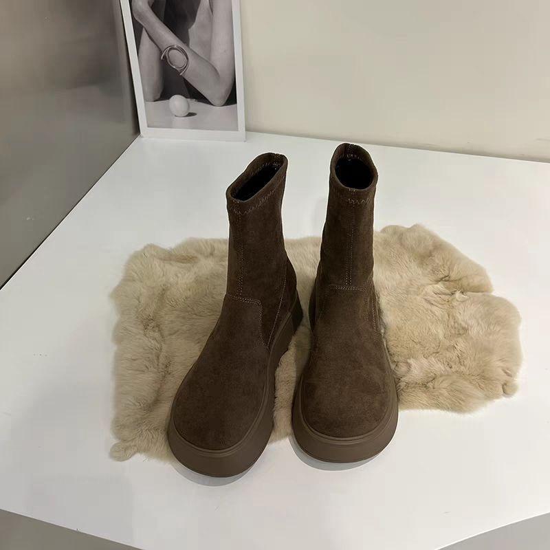 Fashion flat-bottomed heightening women's boots Martin boots new elastic thin boots autumn and winter thick-soled short boots women