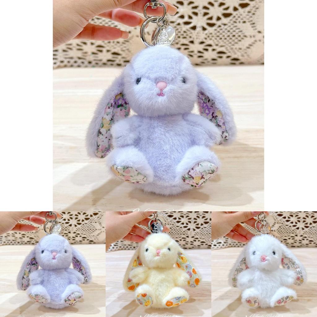 Rabbit Plush Keyring With Embroidered Flowers For Collectible Fashion Accessories