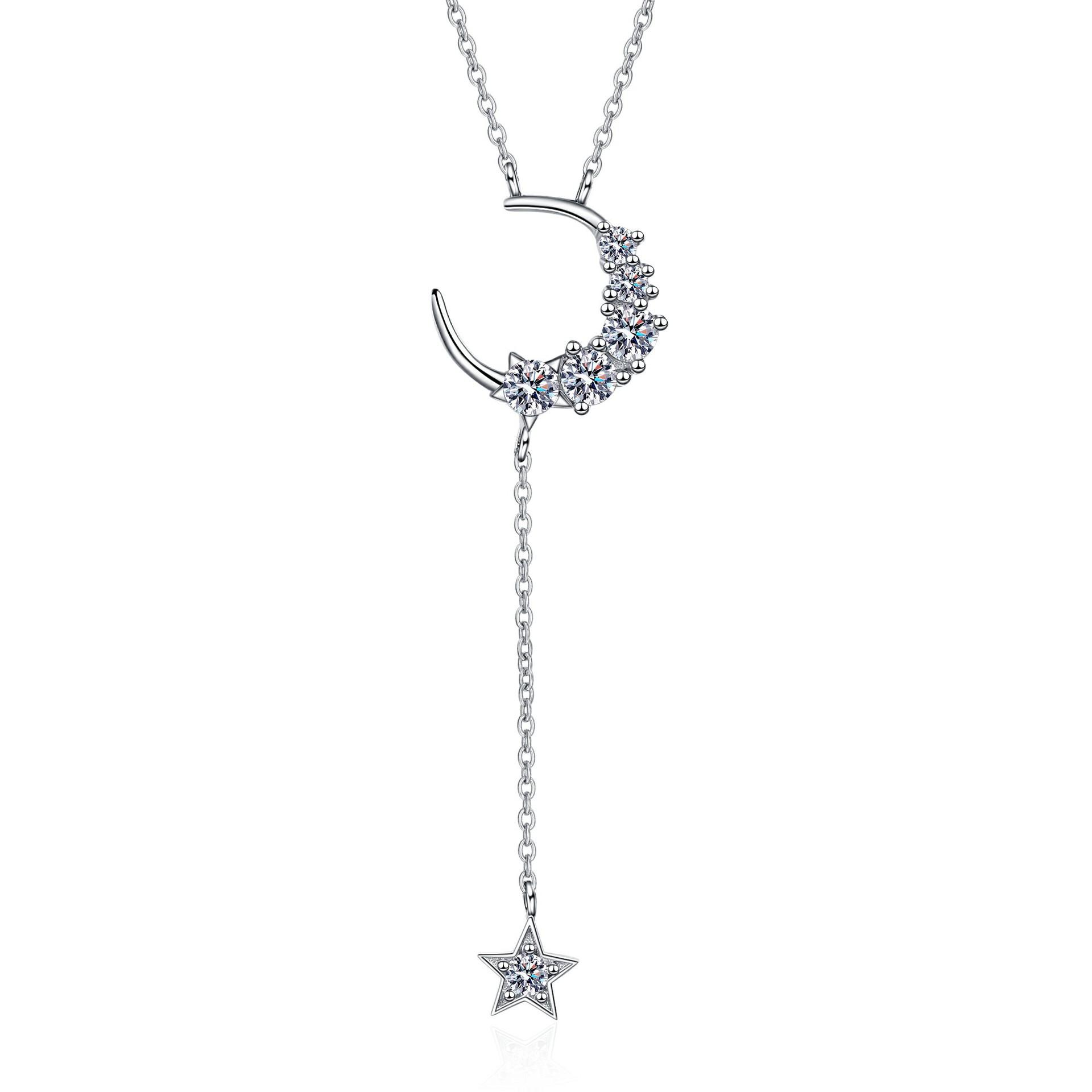 

Classic Moon And Star Pendant 0.4ct Women Moissanite PT950 Platinum Timeless Elegant Style Fit All Occasions