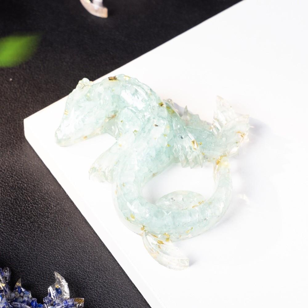 Dragon Resin Crystal Figurine Home Decor With Natural Gemstone Chips For Gift Collectors