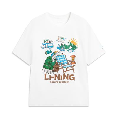 Li-Ning Sommer-T-Shirt Mit Buchstabenaufdruck Und Atmungsaktivem Rundhalsausschnitt Unisex Tops ATSW291-4