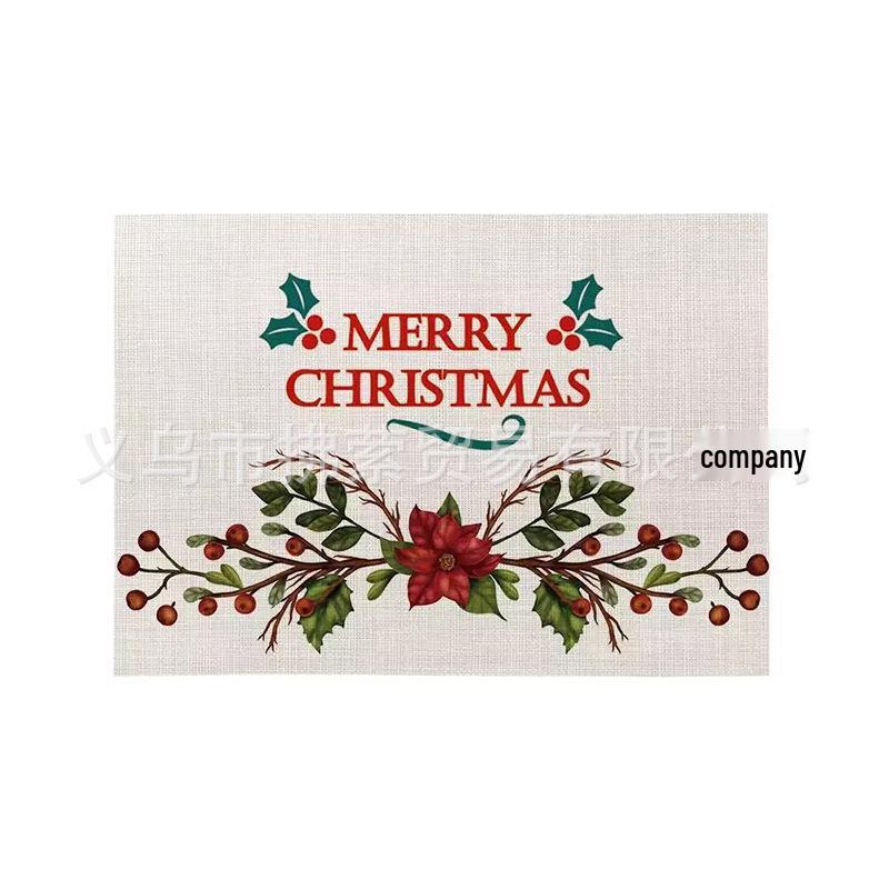 Cross Linen Christmas Placemat - Waterproof, Heat-Insulating Dining Table Decor