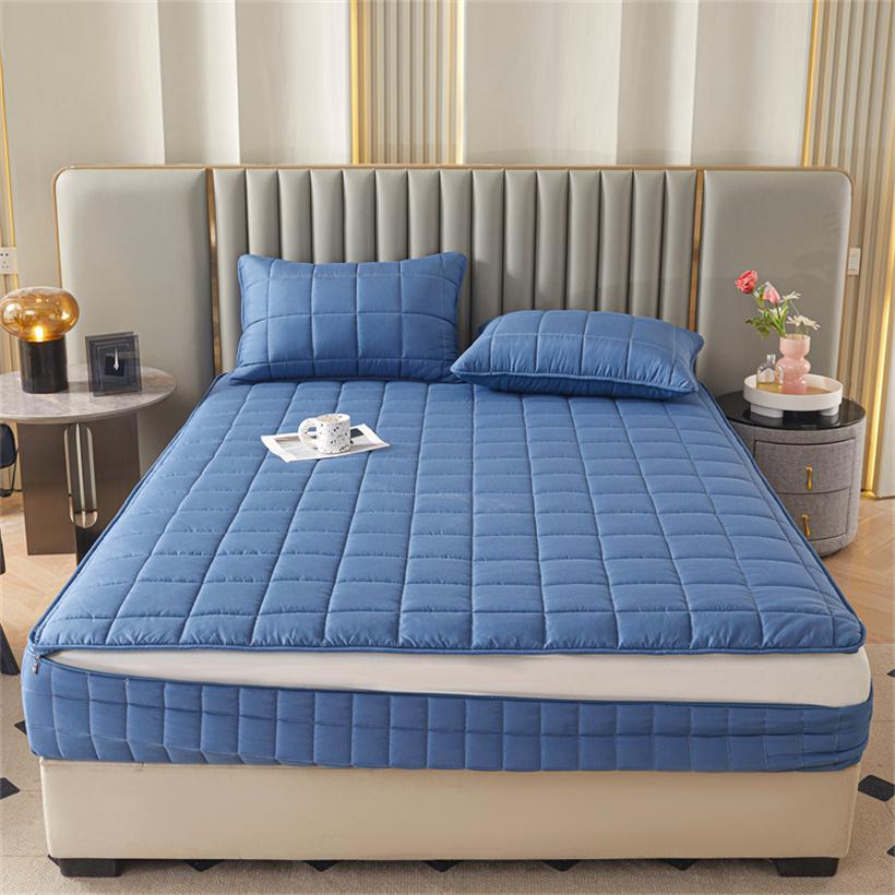 

Утолщенный шестисторонний все включено защитный матрас на молнии простыня с резинкой стеганый матрас мягкий чехол для матраса можно стирать 160x200x25cm синий