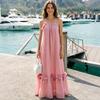 European and American Cross-border New Women's Skirt Fashionable Three-dimensional Flower French Casual Loose Suspender Long Dress Dress