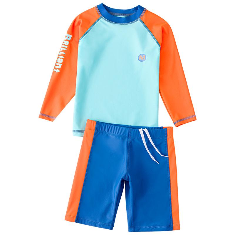 Kids' Split Swimsuit: Boys' Swimwear with Sun Protection - Trunks and Top for Swimming and Hot Springs