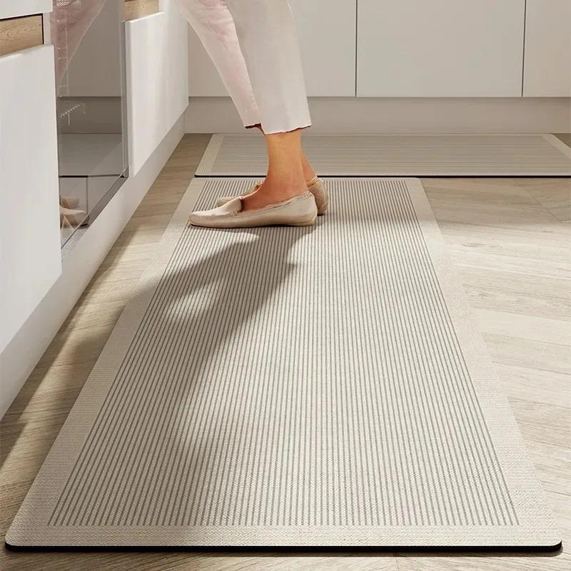 Kitchen Pvc Carpet Leather Waterproof Non-slip Floor Mat Oil-proof Blue White Plaid Home Decoration Rug Vinyl Carpets Flower