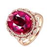 2026 Colored Ruby Flower Ring, Temperament Large Carat Howe Zircon Ring Full Diamond Open Ring