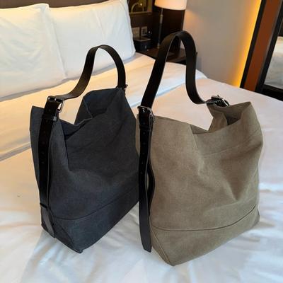 Jennifer the Same Lazy Wind Tote Bag Large Capacity Canvas Bag Leather Women's Bag Crossbody Two-color Large Tote Bag
