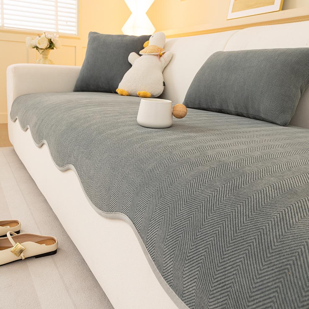 

Chenille Herringbone Sofa Cushion, Universal In All Seasons, Special-Shaped Sofa Seat Cushion, Non-Slip Cover, Cloth Towel Resistance 70*70cm серый