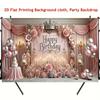 2D Luxury Pink Rose & Crown Happy Birthday Photography Background Banner