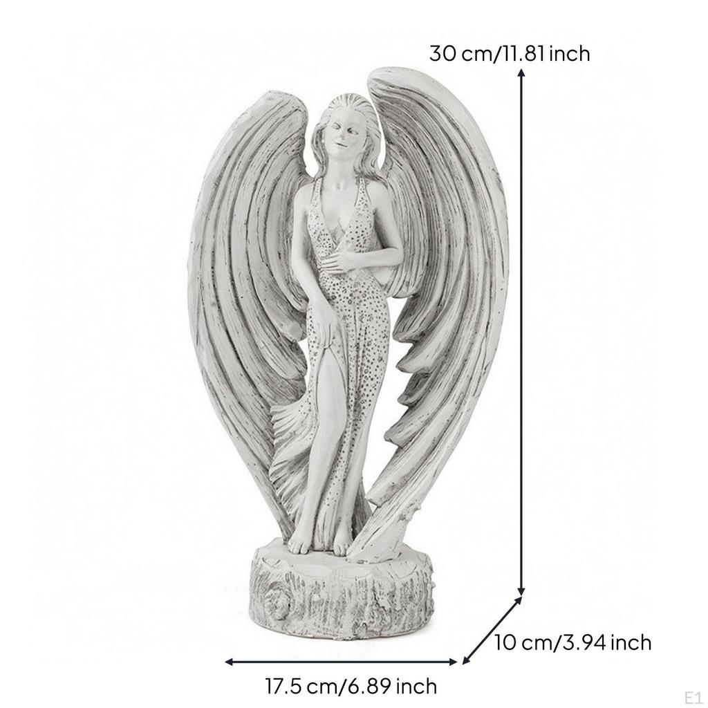 Angel Statue VintageStyle with Pedestal Carved Sculpture for Collectors, Living Room,