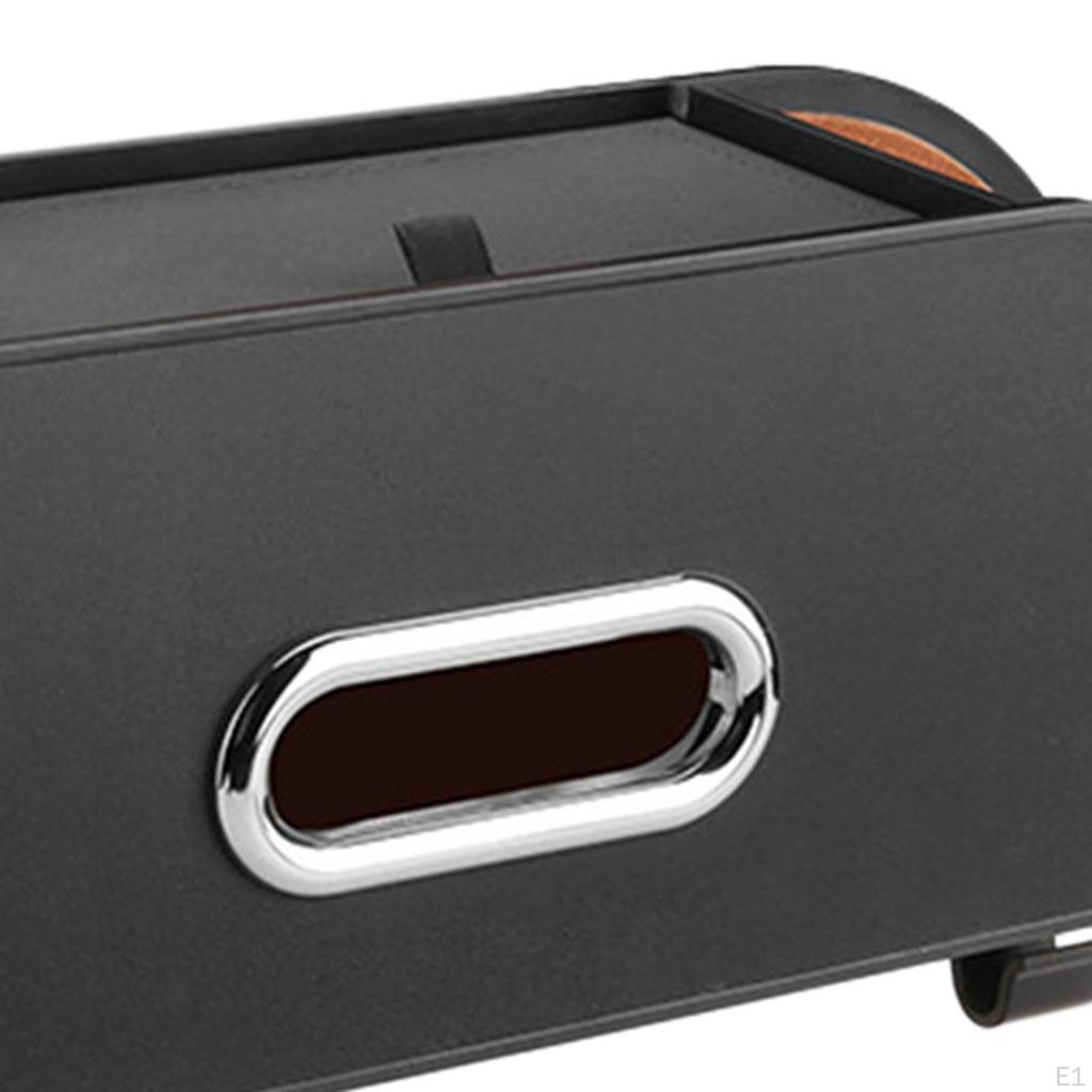 Car Seat Back Organizer Tissue Holder PU Leather Travel Backseat Storage Box Black