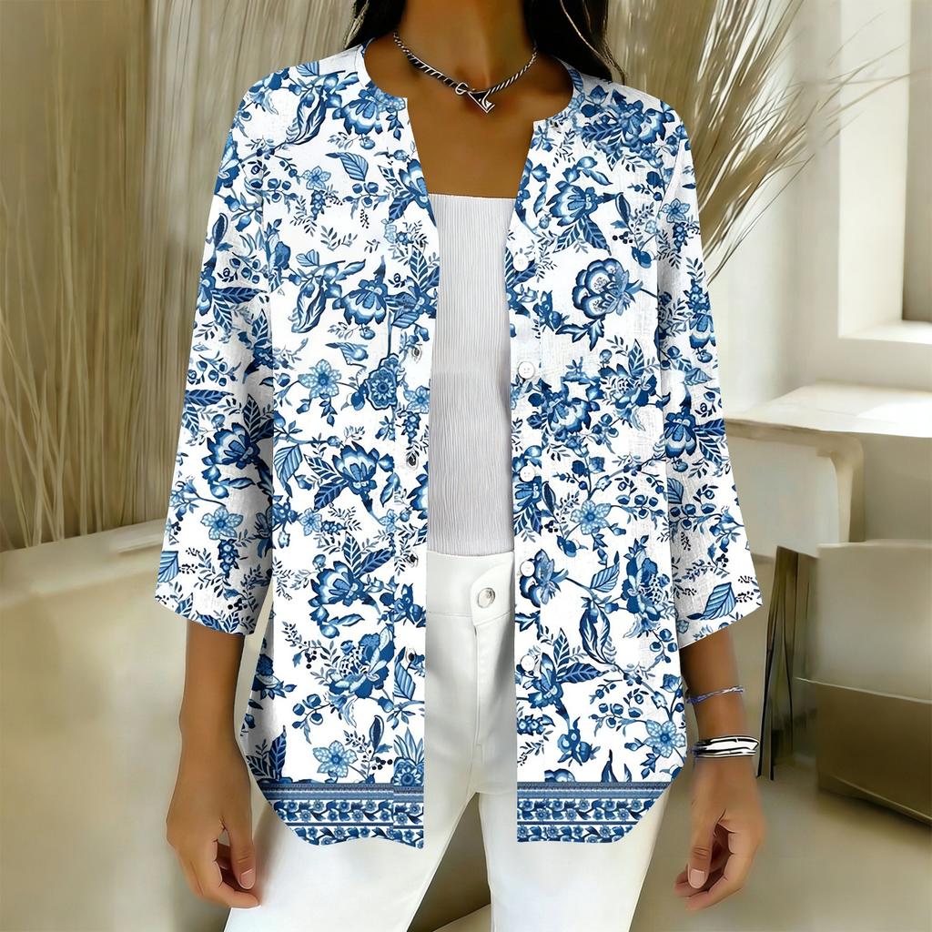 Damesshirts met 3/4 mouwen, grafische T-shirts, casual basic tops, truien