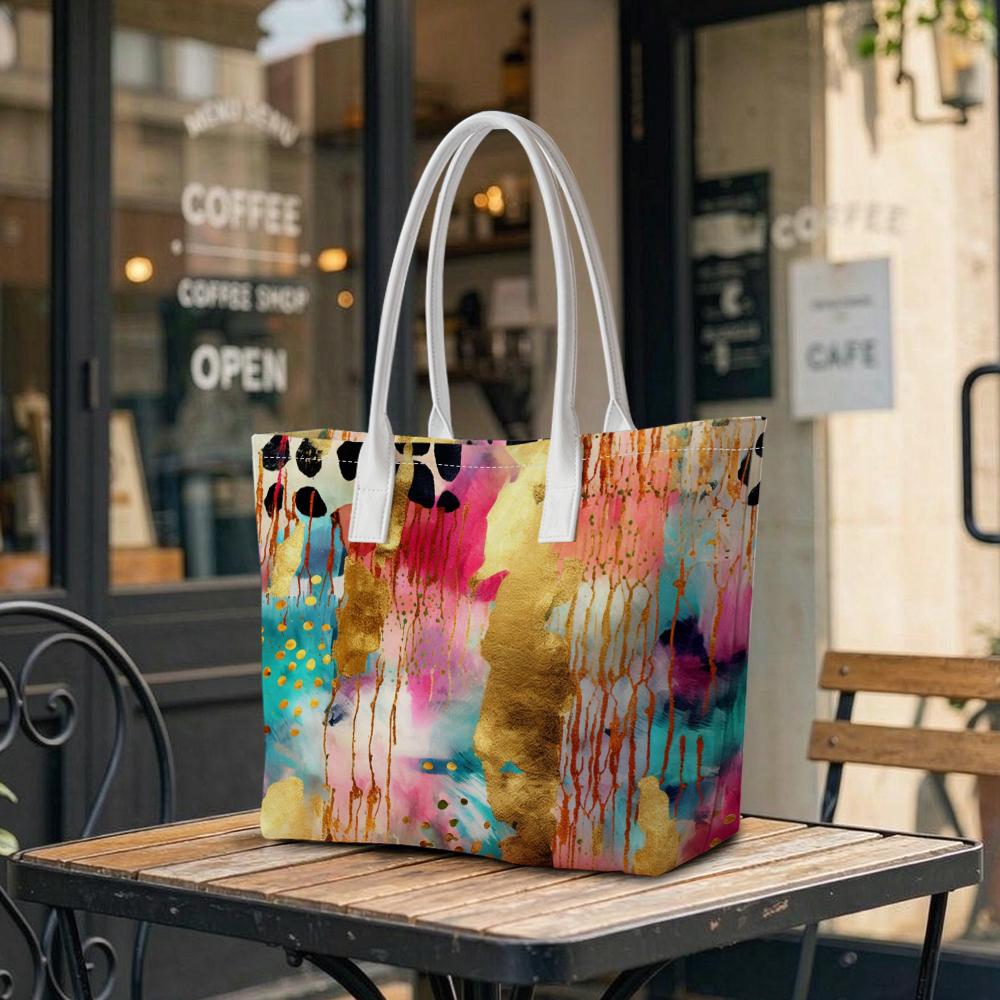 Artistic Watercolor Tote Bag for Daily Commute Shopping Portable Casual Carryall