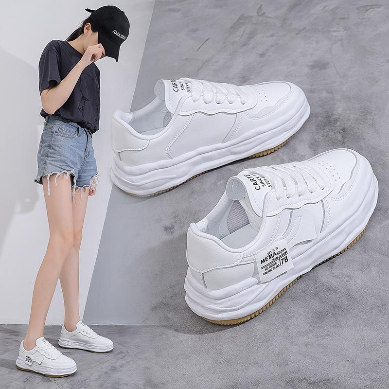 Thick Bottom Round Toe Fashion New Women Shoes Spring and Autumn White Shoes Female Sports Shoes