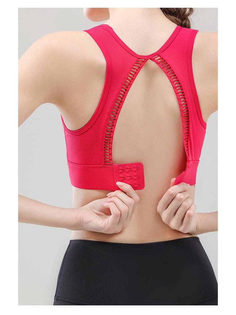 U-Neck Gathered Women's Sports Bra – Shockproof, Anti-Sagging Yoga Vest for Fitness and Running