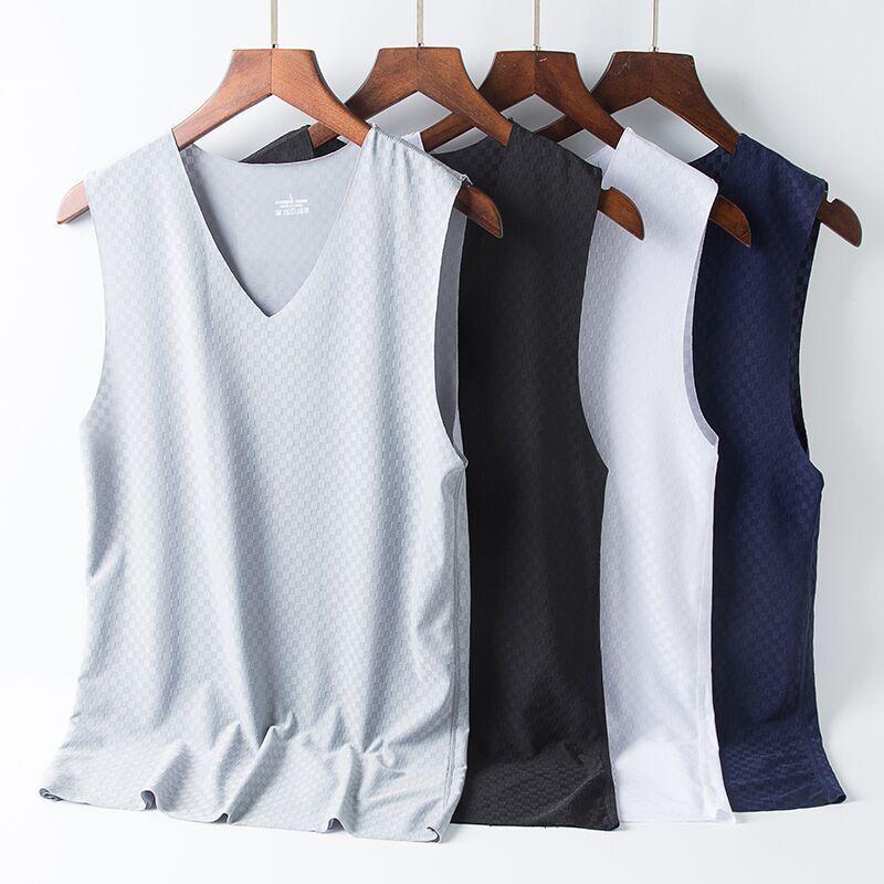 Men's Quick-Drying Slim Fit V-Neck Mesh Ice Silk Summer Tank Top