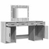 Makeup Table with Mirror Lighting 3 pcs Grey Particleboard