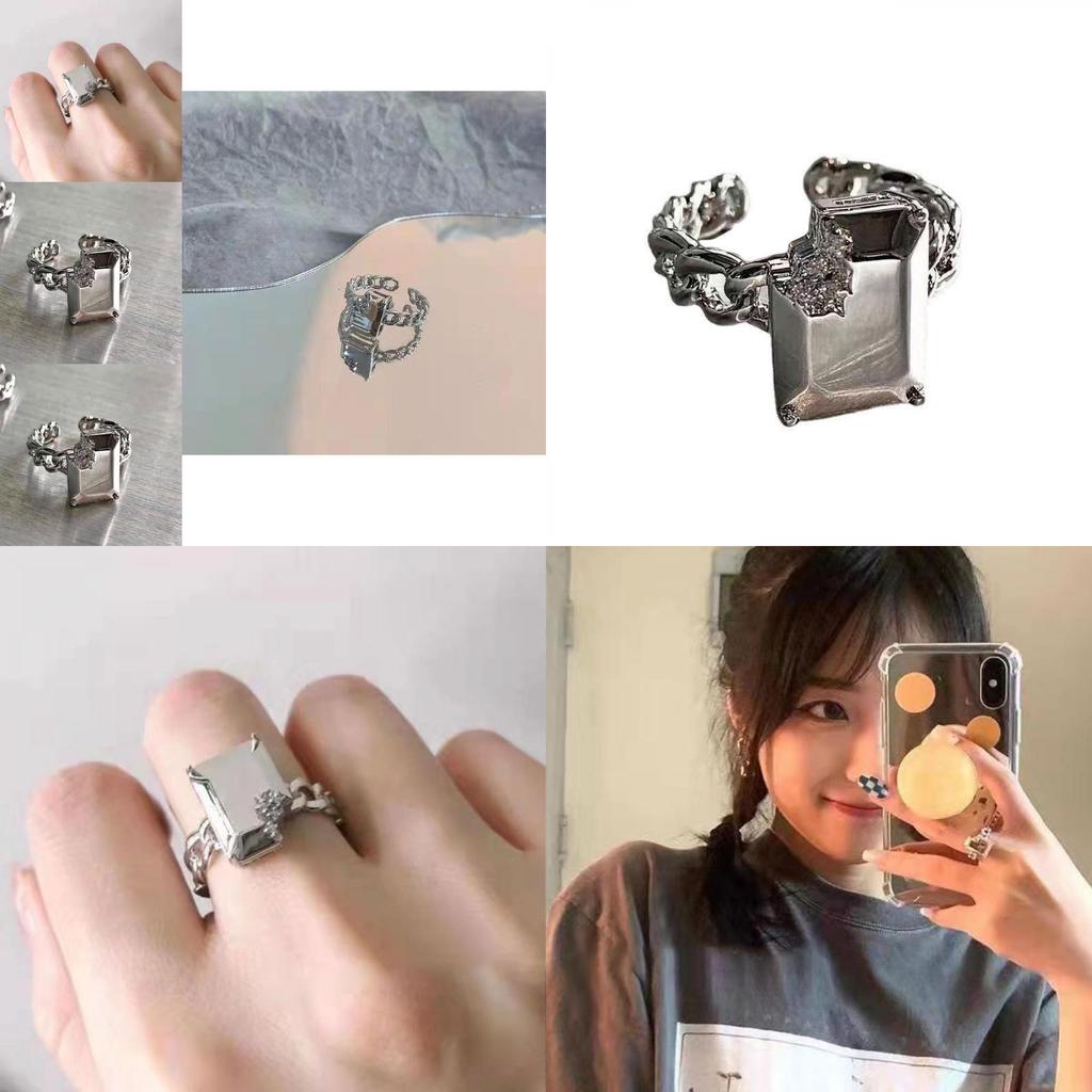 Einzigartiges Geometrisches Design Verstellbarer Weißgoldplattierter Ring Für Trendbewusste Modeliebhaber