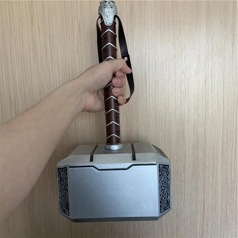 1:1 Thunder Hammer Weapons 44cm Hammer Cosplay Model Role Playing Belt Decor Stage Props Carnival Toy Gift Rubber