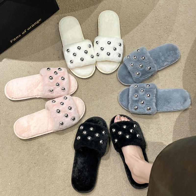 Fashion 2025 New Fluffy Casual Women's Slippers Luxury Designer Woman Shoes Autumn Winter Elegant Fashion Footwear Indoor Fur Slides