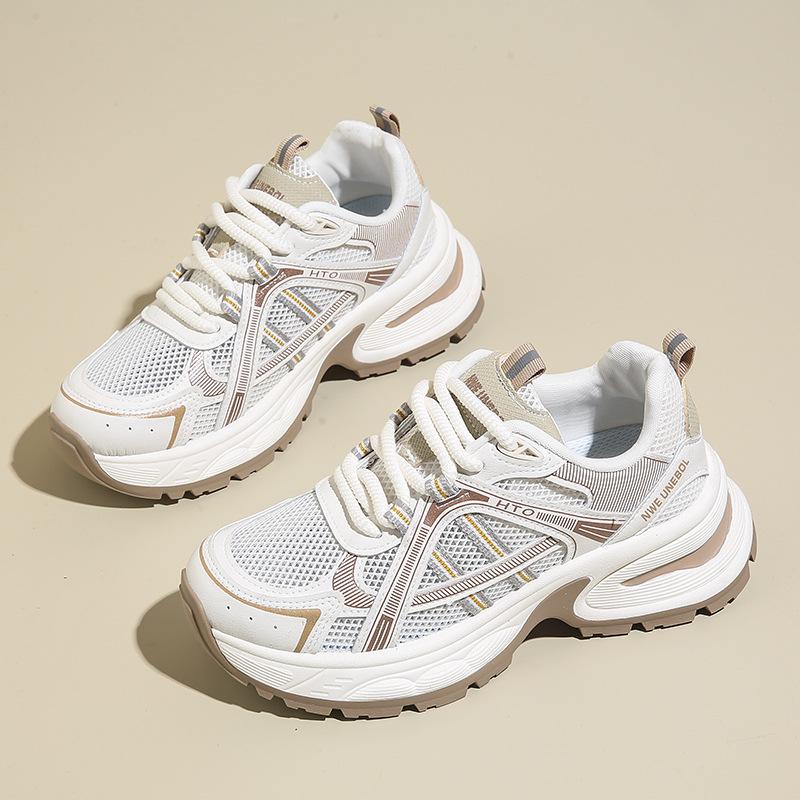 

2024 summer new women s sneakers, Korean version of platform dad shoes, fashionable and casual mesh breathable women s shoes 40