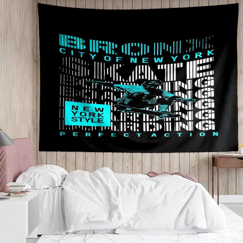 Tapisserie avec Impression Skateboard, Toile de Fond, Installation Facile, Idéale pour Chambre à Coucher, Bureau et Salon, avec Décor Mural Esthétique.