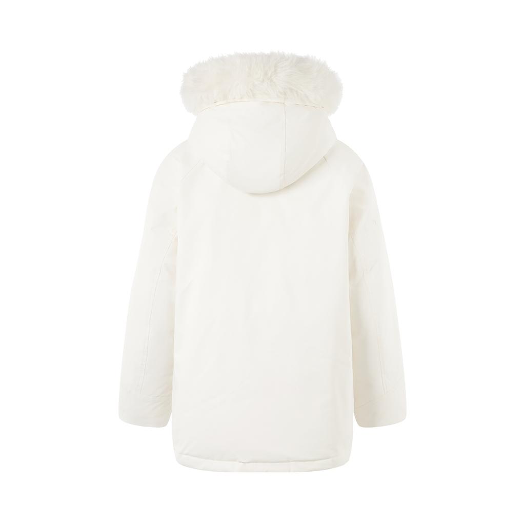 Li Ning Sports Lifestyle Serie Einfarbig Mittellang Reißverschluss Langarm Daunenjacke Damen Oberbekleidung Off-White AYMU190-5
