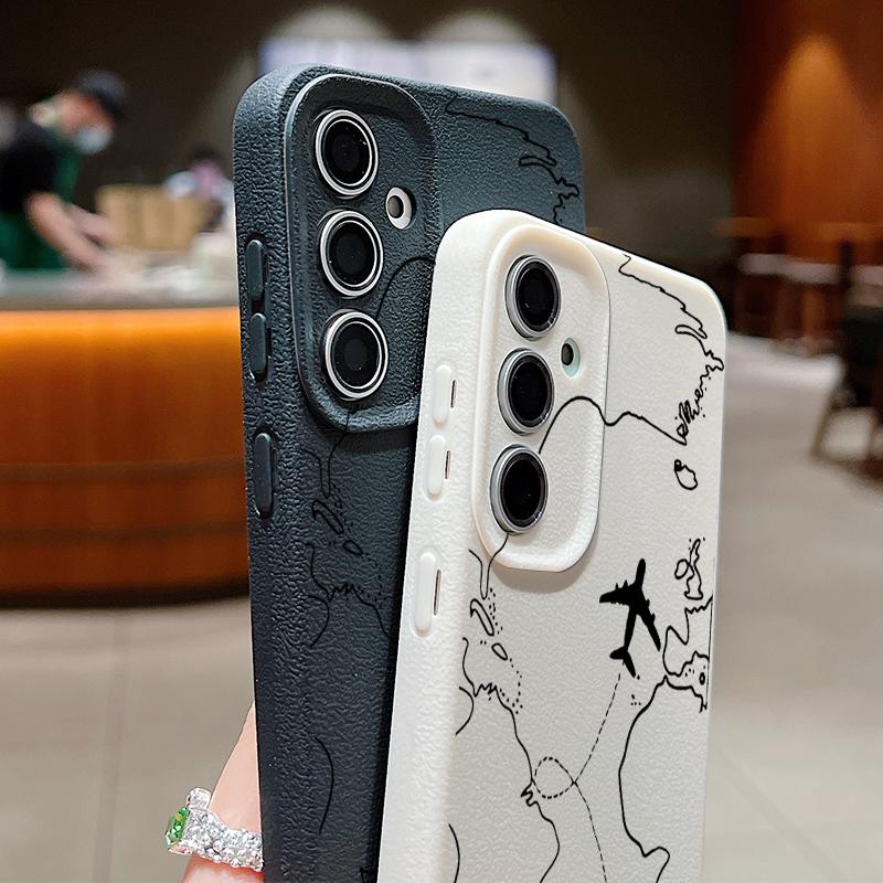 Airplane Route Case For Samsung Galaxy S24 S26 S23 S22 S25 Ultra Edge S21 FE A16 A26 A36 A56 A15 A35 A17 A37 A57 A54 A55 5G Capa
