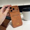 Personalized Vintage Faux Leather Insertable Card Case for iPhone 17 16 15 14 13 Pro Max Air Custom Name Hot Gold Foil Stamping