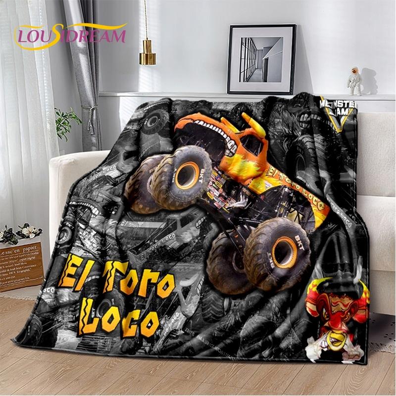 Monster Truck 3D Monster Jam Cartoon Soft Blankets,Keep Warm Throw Blanket Comfortable Blanket for Picnic Beds Sofa Home Bedroom