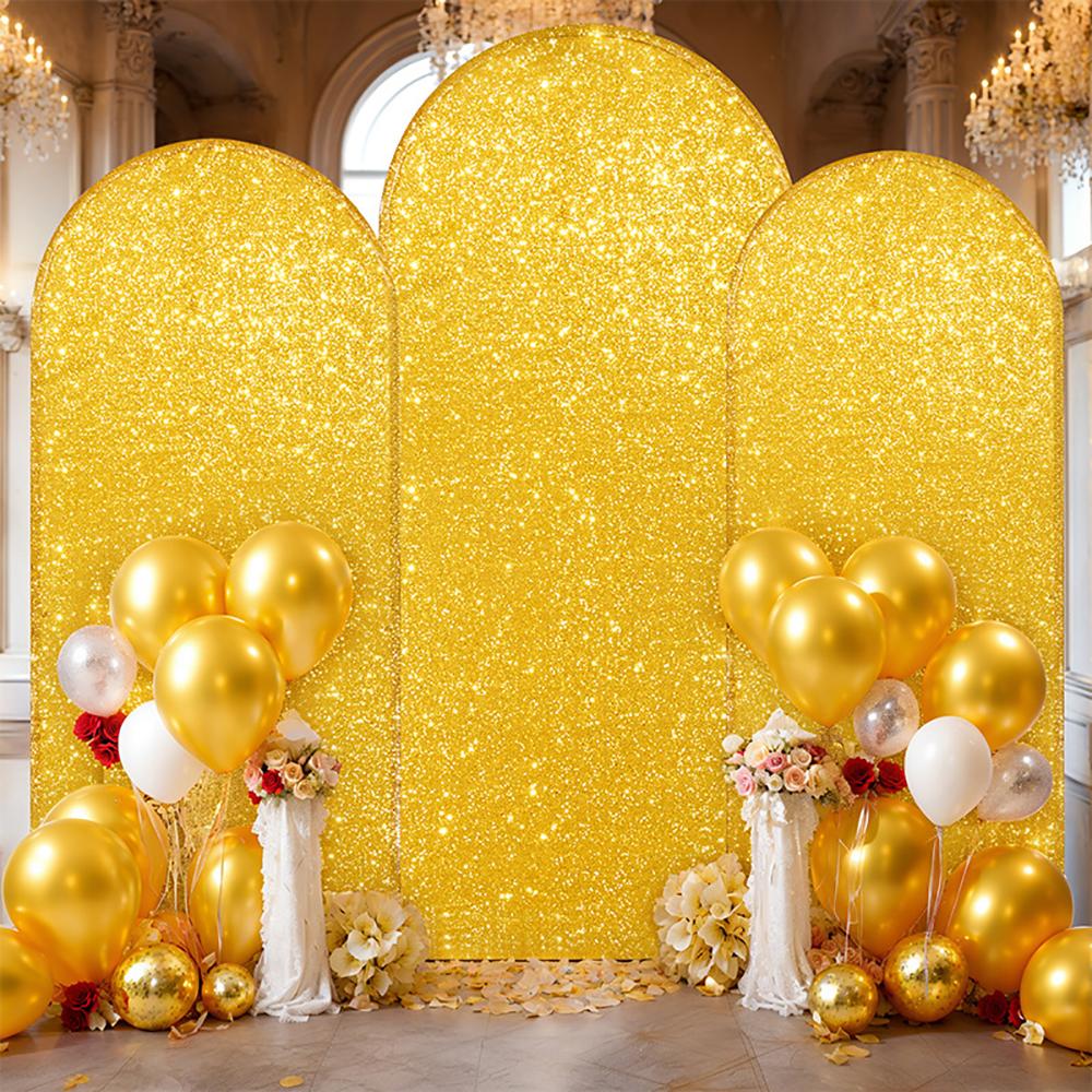Runtowo 1pc Gold Sequin Arch Cover, Wedding Scene Props,Birthday Party Photography Background Cloth ,Wedding Arch Backdrop Cover