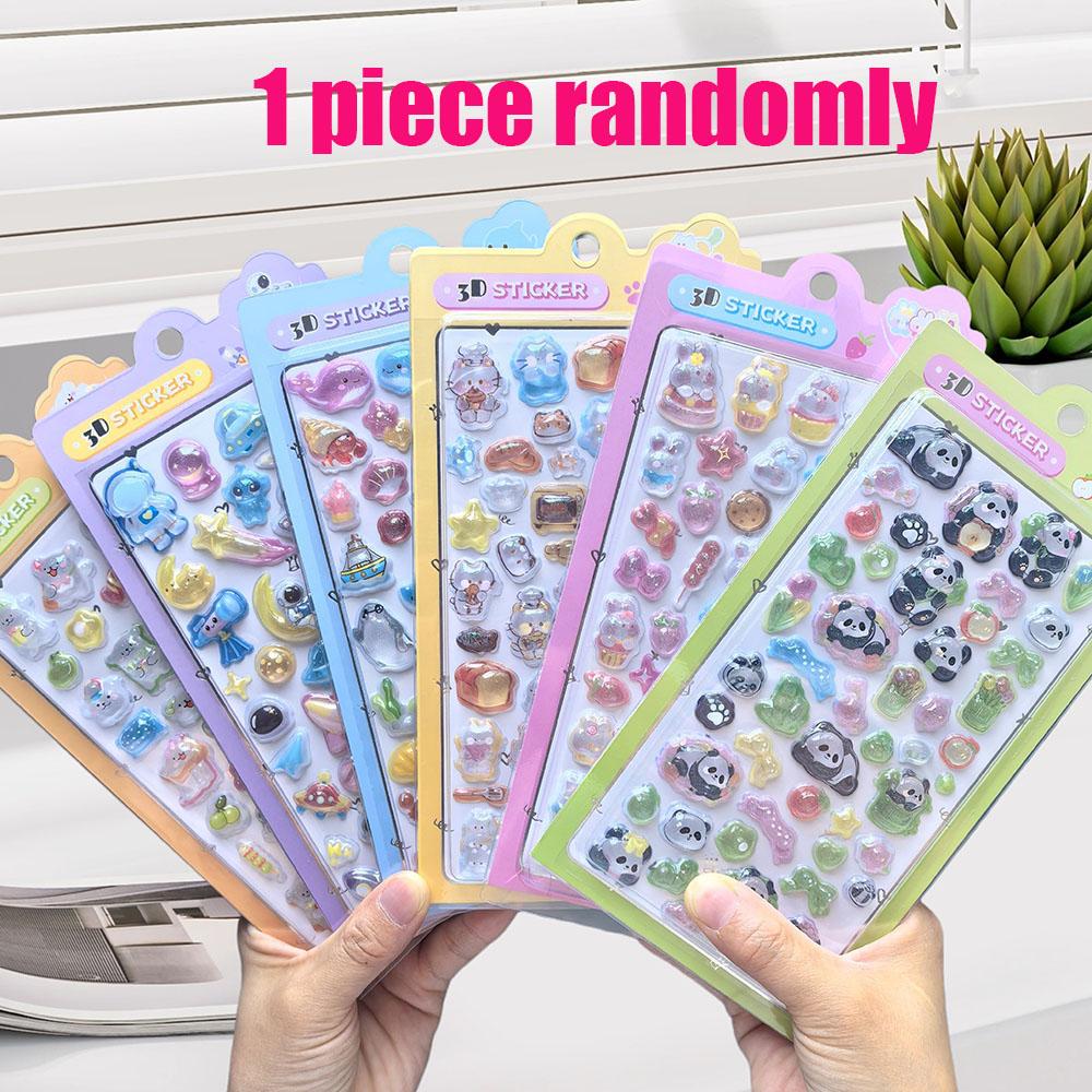 Kawaii Animals 3D Bubble Stickers Cute Cartoon Clip Stickers DIY Diary Stationery Stickers Decorative Aesthetic Art