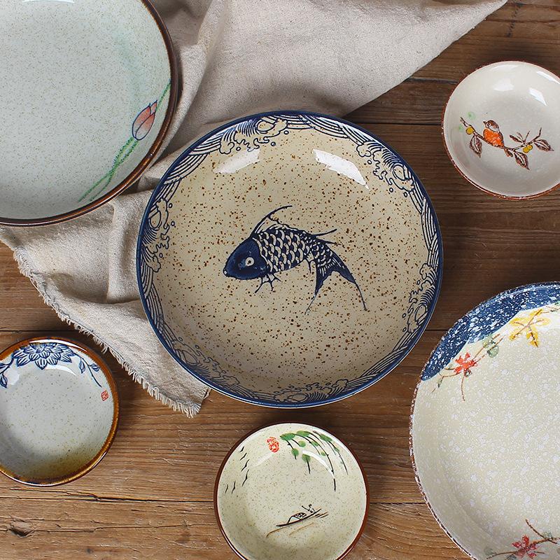 8-Zoll-japanischer Dessert-Salat-Teller Keramik Pasta-Kuchen-Servierteller Dip-Sauce-Gerichte Handbemaltes Geschirr