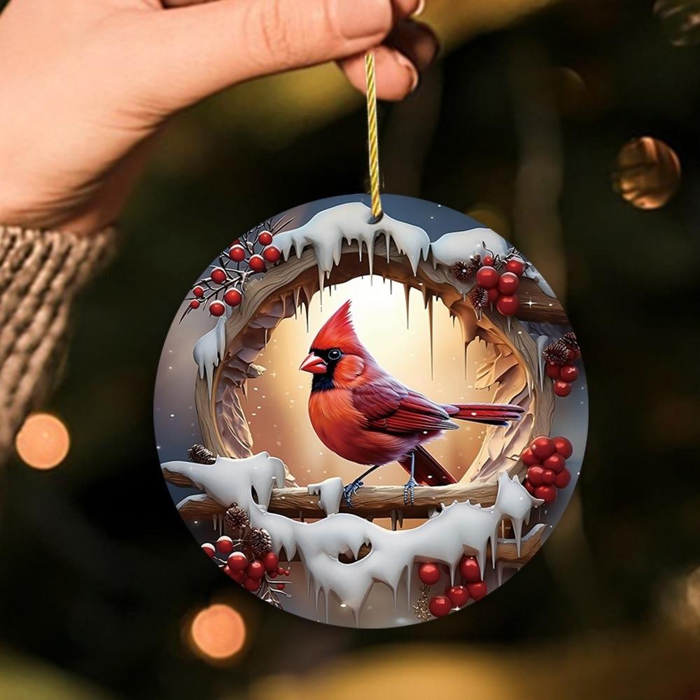 

Festive Christmas Cardinal ornament for tree or car. Perfect gift. чистий