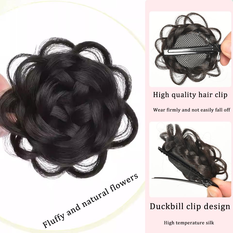 Synthetic Maruko Head Wig Clamping Rose Bud Head Lazy Curling Hair Artifact Princess Head Clip In Hair Extensions For Women
