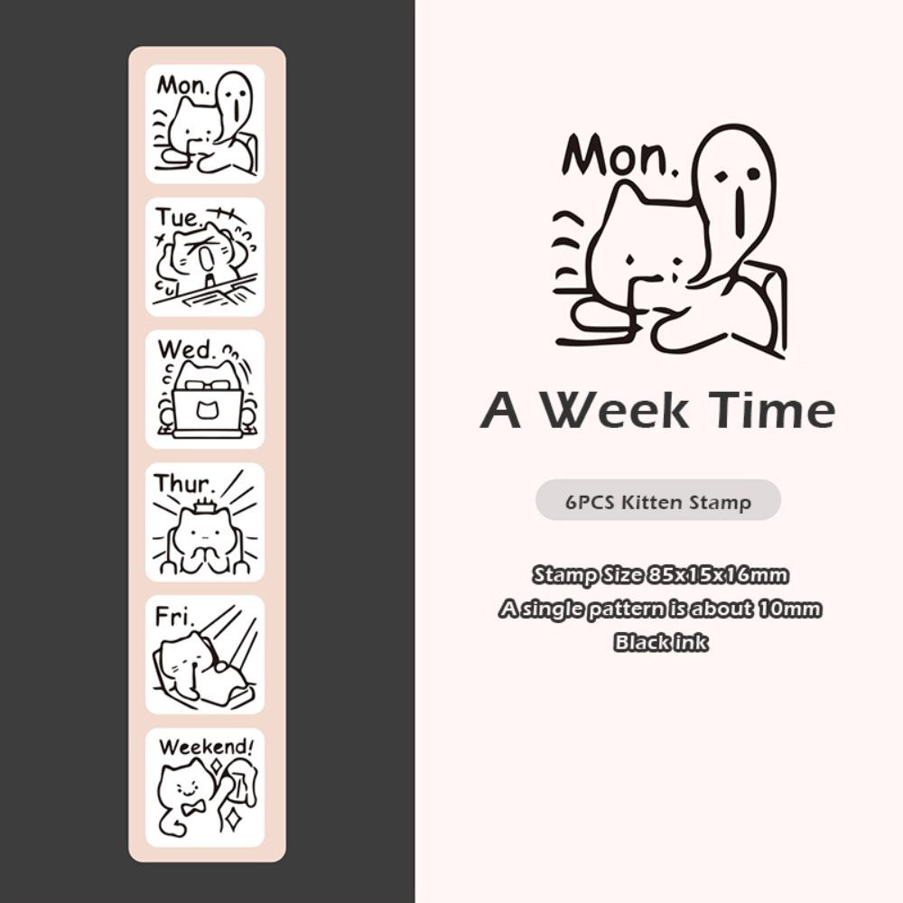 Série Bom Humor para o Dia a Dia Carimbo com Padrão de Gato Mini Carimbo Decorativo para Diário Planejador