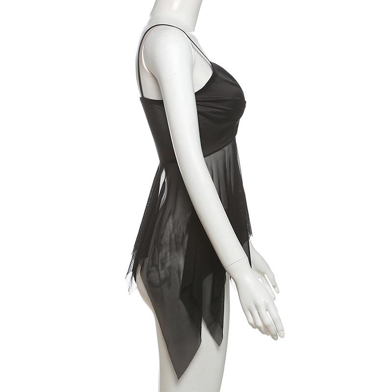 Summer Solid Color Sexy Strapless Wrap Chest Fashion Hollowed-out Mesh Hot Girl's Top