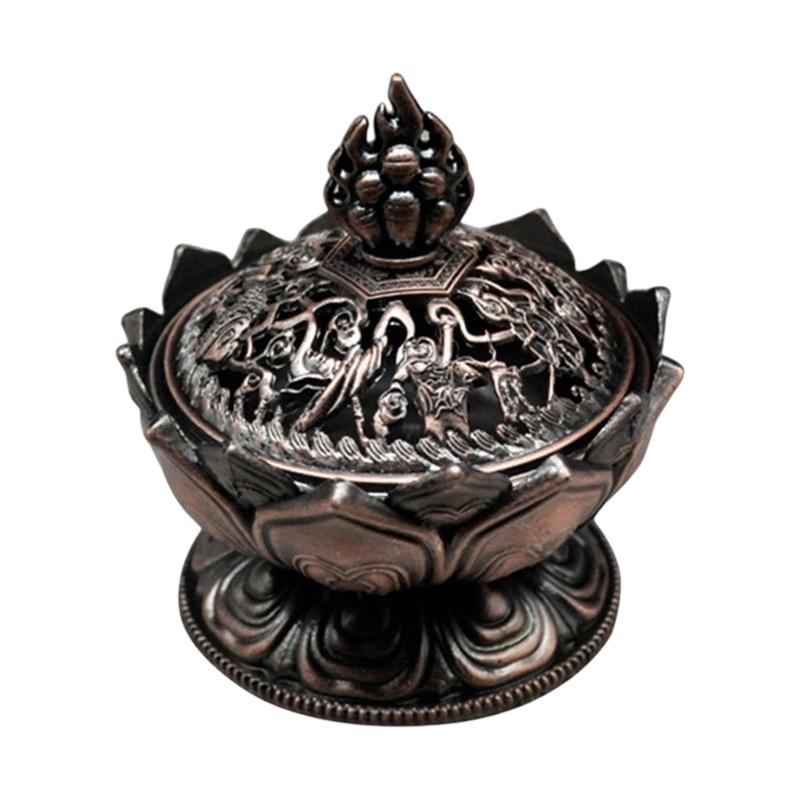Incenses Burners, Incenses Holder Metal Censers Lotuses Ashes Catchers for Stick Coil Incenses,Sages Cones Frankince бронзовый/красный