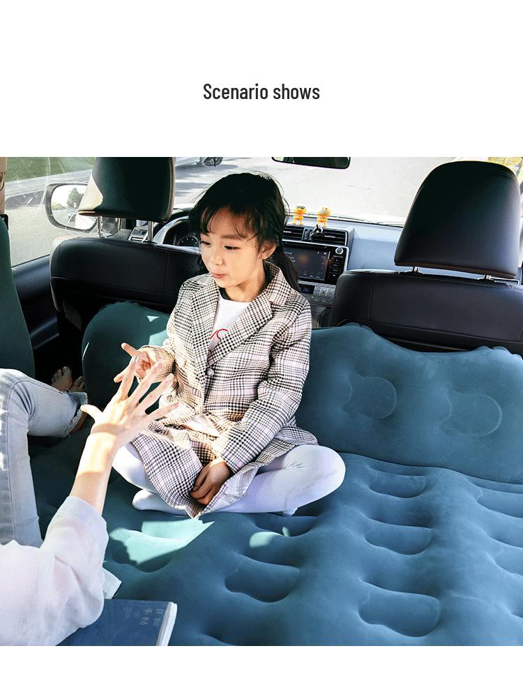Universal Inflatable Car Bed - Rear Seat Flocking Sleep Pad with Cartoon Design