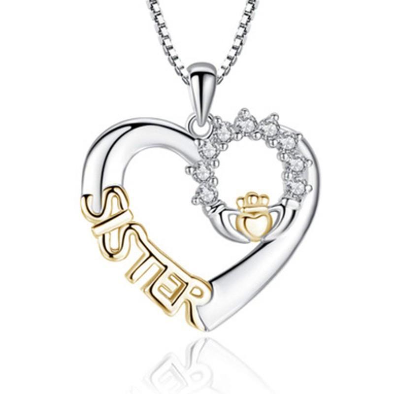 Accessories, Blue Purple Crystal Heart Collarbone Chain Fashion Two-Tone Necklace Summer Fresh Girl
