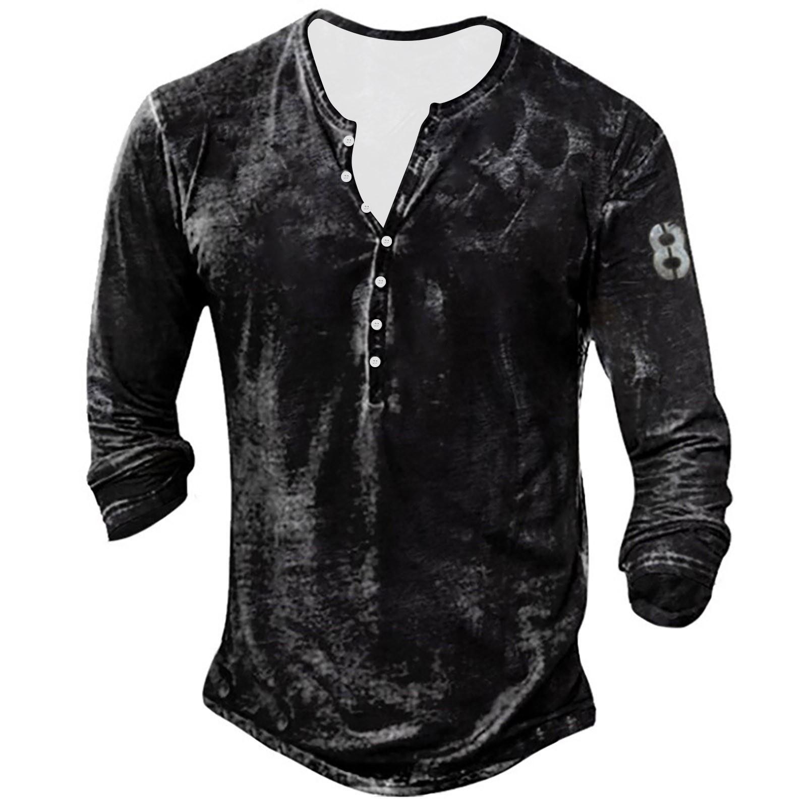 

Чоловіча модна футболка з графічним малюнком і вишивкою з довгим рукавом, весняний пуловер з принтом і довгим рукавом XXXL чорний