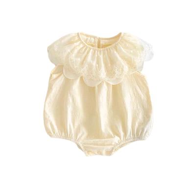 MILASIC Baby Lace Collar Romper Sleeveless Natural Cotton Large Collar Newborn Baby Baby Clothes Short Sleeve Summer Cotton Sleeveless Tank Top Linen