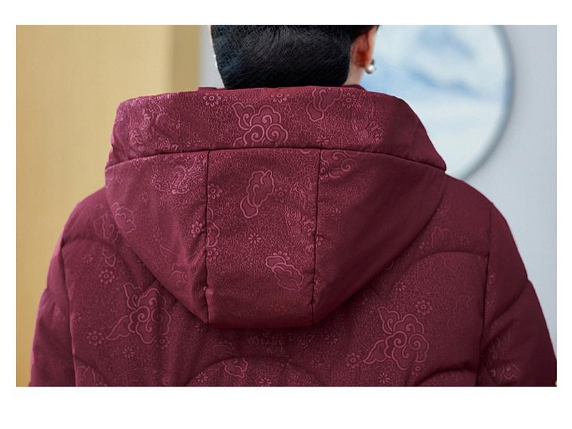 Elderly Women's Winter Cotton Coat with Detachable Hood - Loose Plus Size Warm Jacket for Mothers and Mother-in-Laws