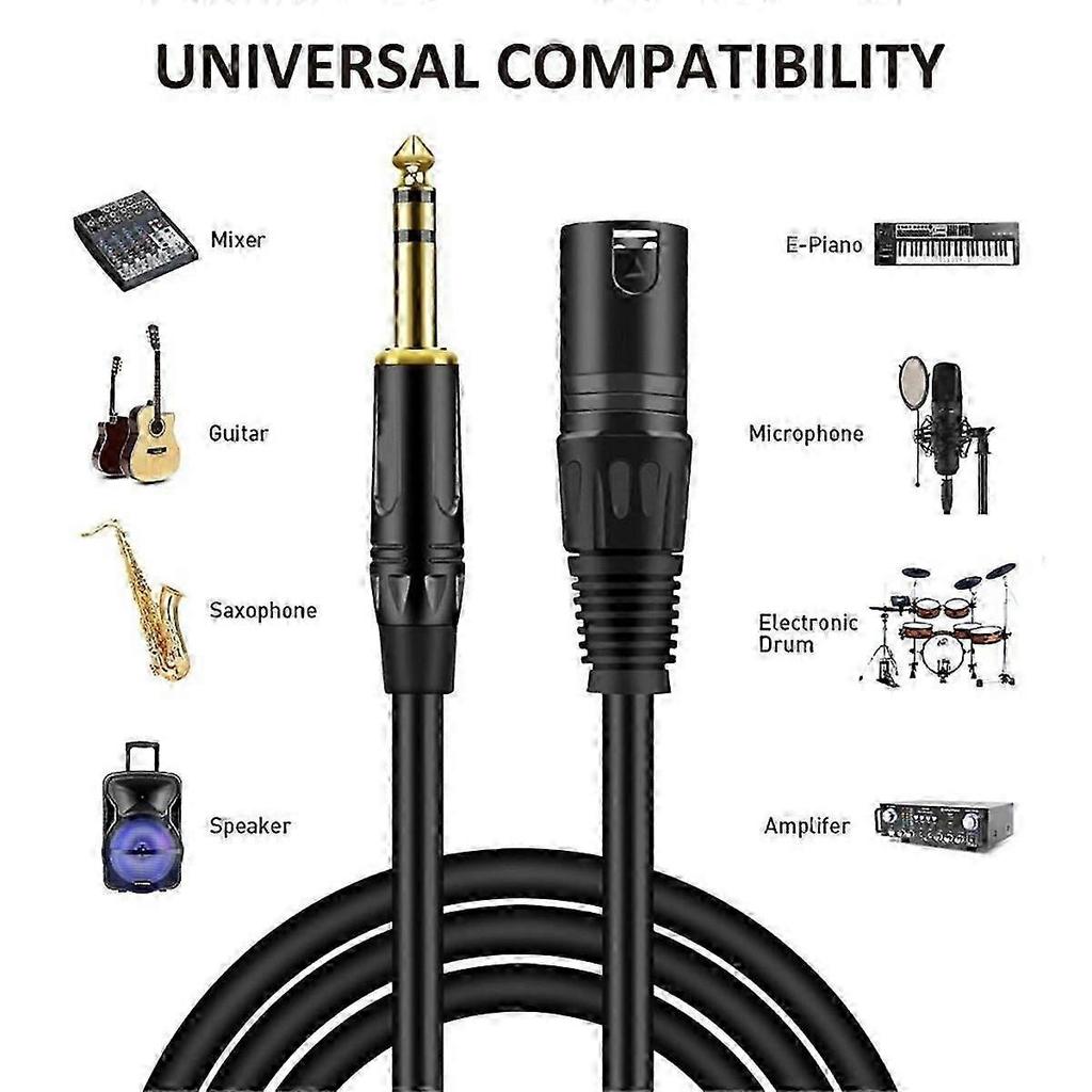 2pack 6.35 Mm 1/4 Inch Male To Xlr Male Audio Stereo Mic Cable - Male To Xlr Male Balanced Speaker