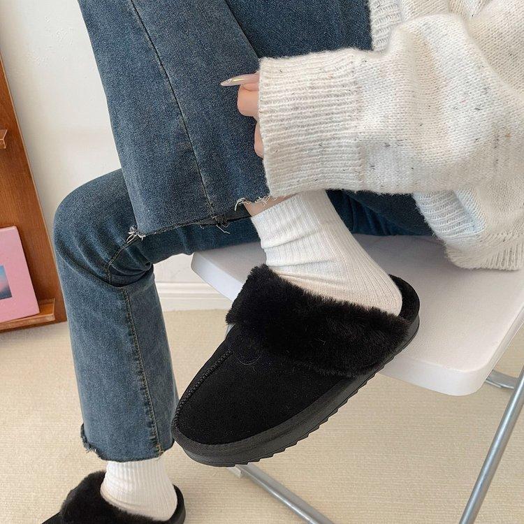 

Деревня Сангпо Мао Мао Баотоу полушлепанцы женская верхняя одежда 2025 зима новые бархатные хлопковые туфли мех интегрированные зимние сапоги 40 чёрный