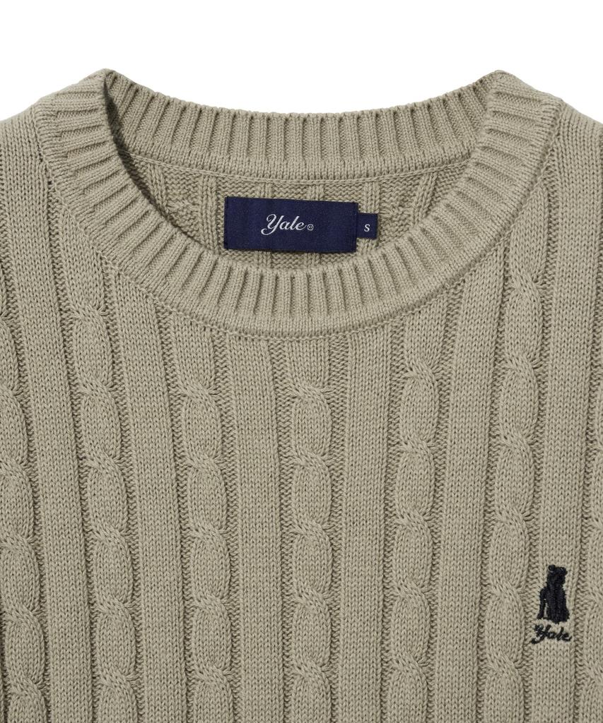 YALE Women'S Heritage Dan Cable Short Sleeve Round Knit Warm Grey