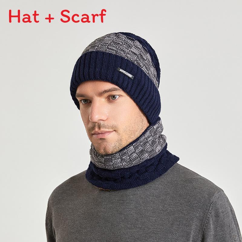 

Вязаный комплект: шапка и шарф-снуд из дышащей акриловой ткани для зимнего комфорта Dark Blue