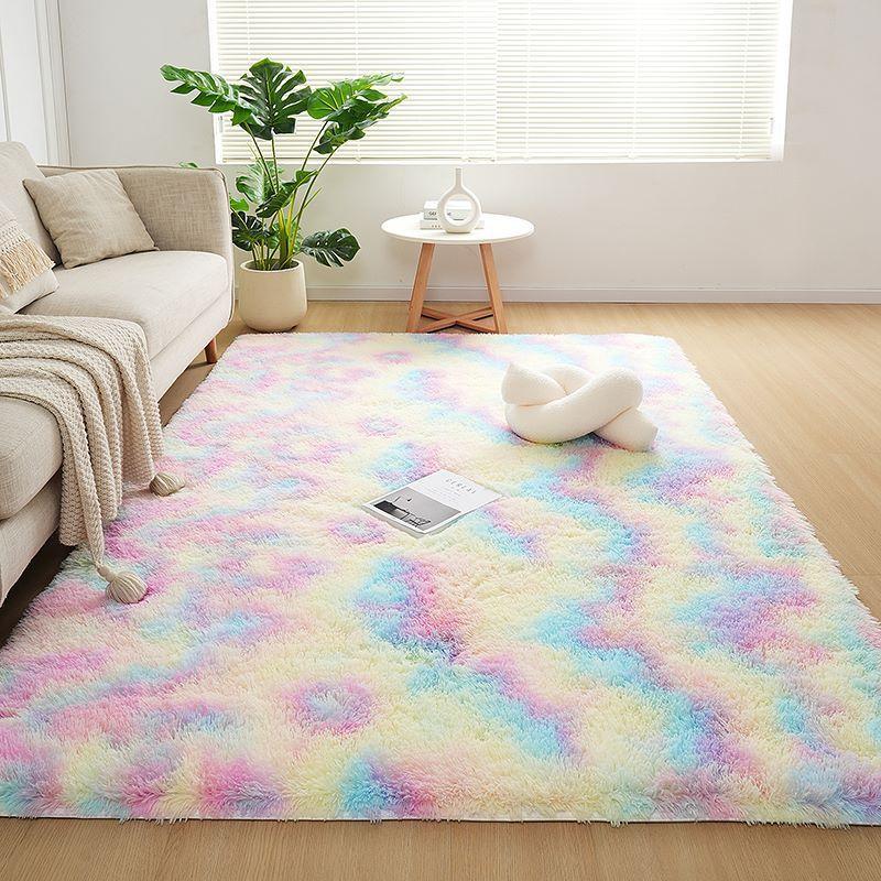 Checkered Plush Rug Soft Fluffy Carpet for Living Room Bedroom Home Decor Shaggy Floor Mat Bedside Rug